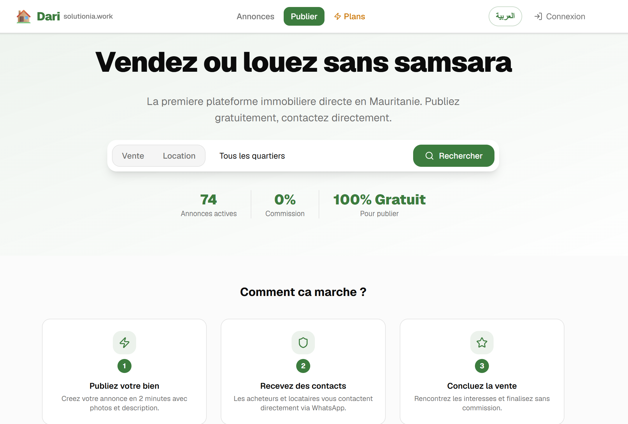 Dari — plateforme immobilière directe mauritanienne