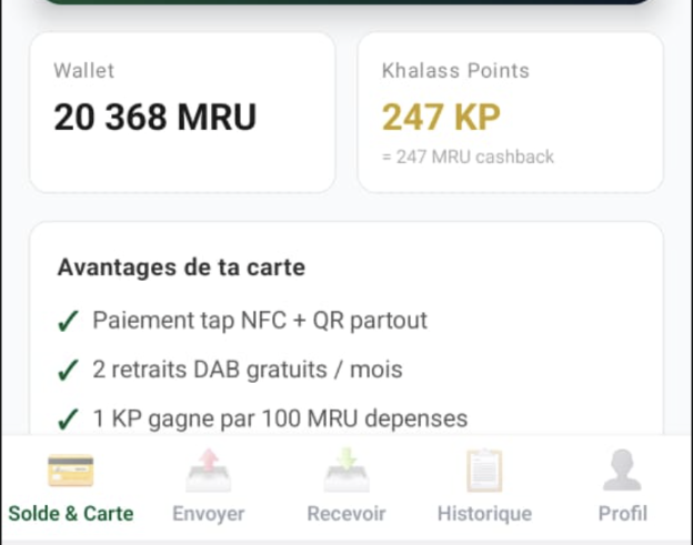 Khalass — wallet électronique mauritanien QR et NFC