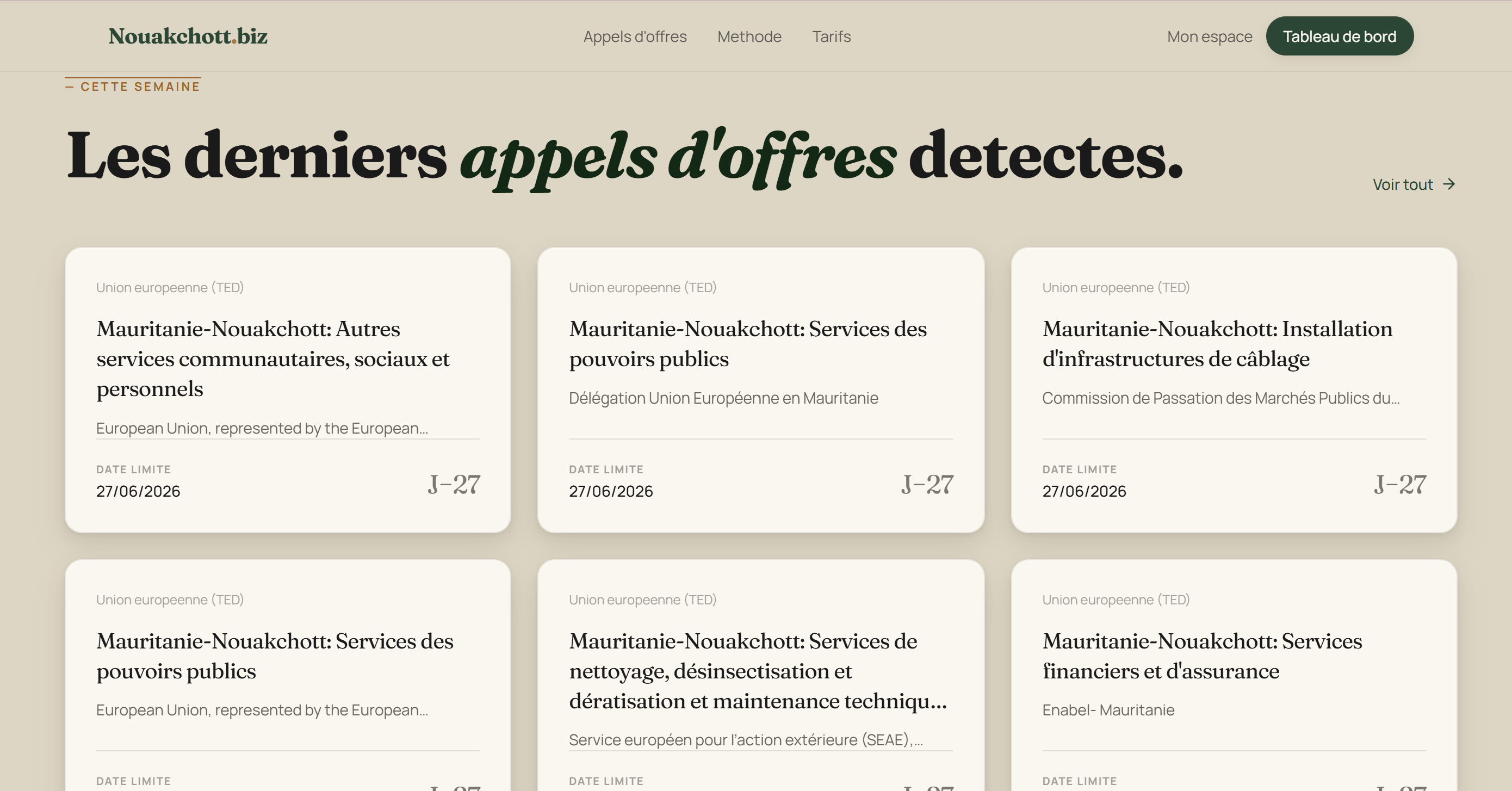 Nouakchott.biz — Plateforme des appels d'offres mauritaniens